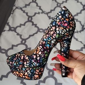 SHI Multi-Colored Platform Heels